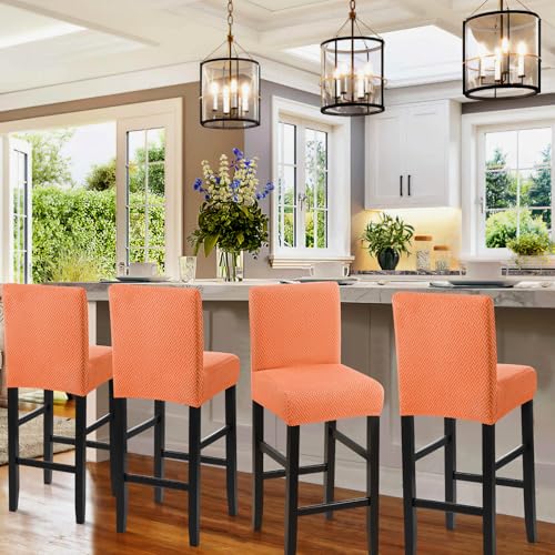 Image of YISUN Waterproof Bar Stool Covers, Stretch Pub Stool Chair Cover Removable Washable Counter Stool Covers Bar Stool Slipcovers for Kitchen, Pub, Dining Room (4 Pack, T-Orange)