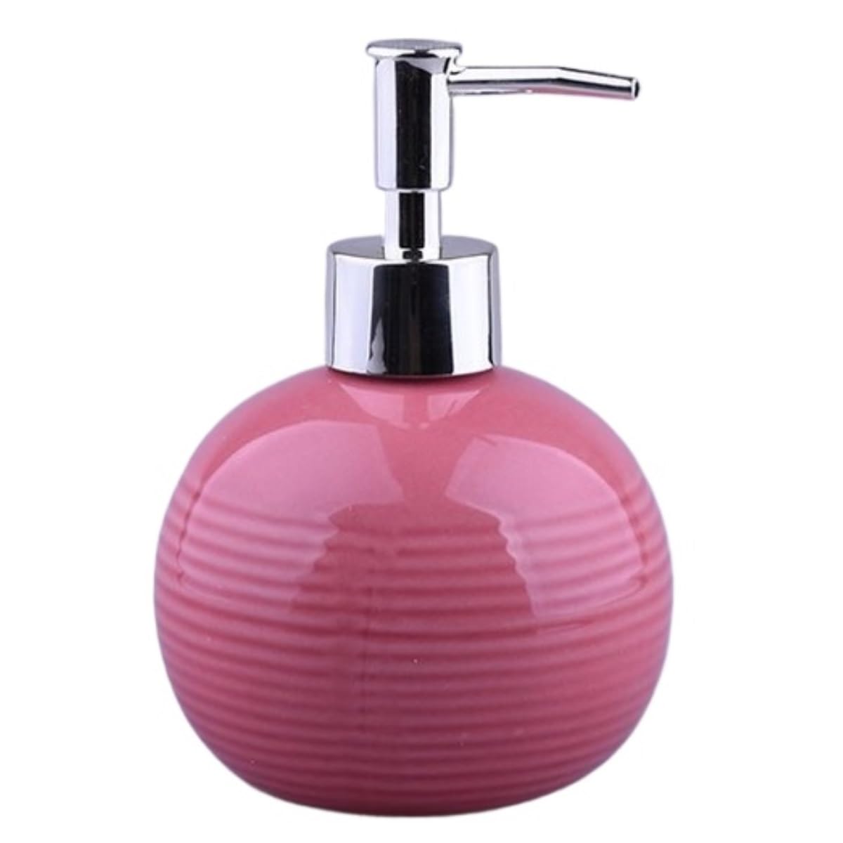 Rellenable Dispensador de jabón y loción de cerámica con Bomba para baño, Oficina, Botella de líquido Decorativa Fácil Llenado(Pink)