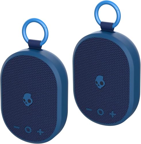Image of Skullcandy Kilo Wireless Bluetooth Speaker Bundle - (2) IPX7 Waterproof Mini Bluetooth Speakers with 24 Hour Battery, Downward Firing Passive Radiators, and True Wireless Pairing (Navy)