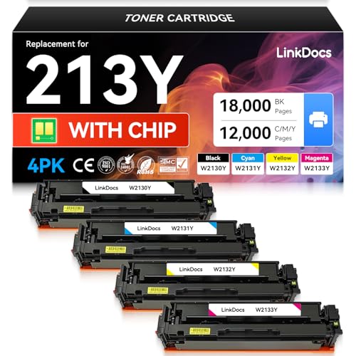 Image of LinkDocs 213Y W2130Y W2131Y W2132Y W2133Y Extra High Yield Toner Compatible with HP Enterprise 5700 MFP 5800 6700 6701 6701dn MFP 6800 6801 X55745 X57945 X654 X677 Printers (4 Pack)