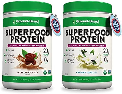 Superfood Protein, Plant-Based Protein Powder – Superfood + Greens for Immune Support – Lean, Organic, Vegan, Keto, Paleo, Lactose-Free, No Sugar, Low Calorie Protein