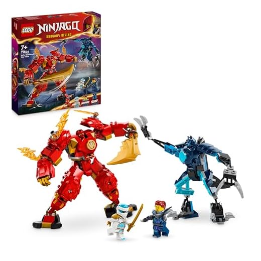 LEGO NINJAGO Kai’s Elemental Fire Mech, Action Figure Building Set from Dragons Rising, Ninja Toy for 7 Plus Year Old Boys & Girls with Kai and Zane Character Minifigures, Birthday Gift Idea 71808