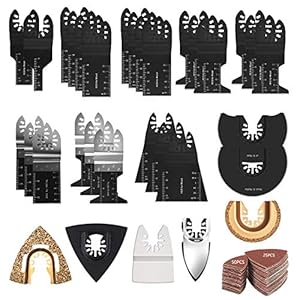 Ginorgee Oscillerende Tool Accessoires – 108 Stks Metalen Hout Oscillerende Multitool Zaagbladen, Quick Release, Fit…