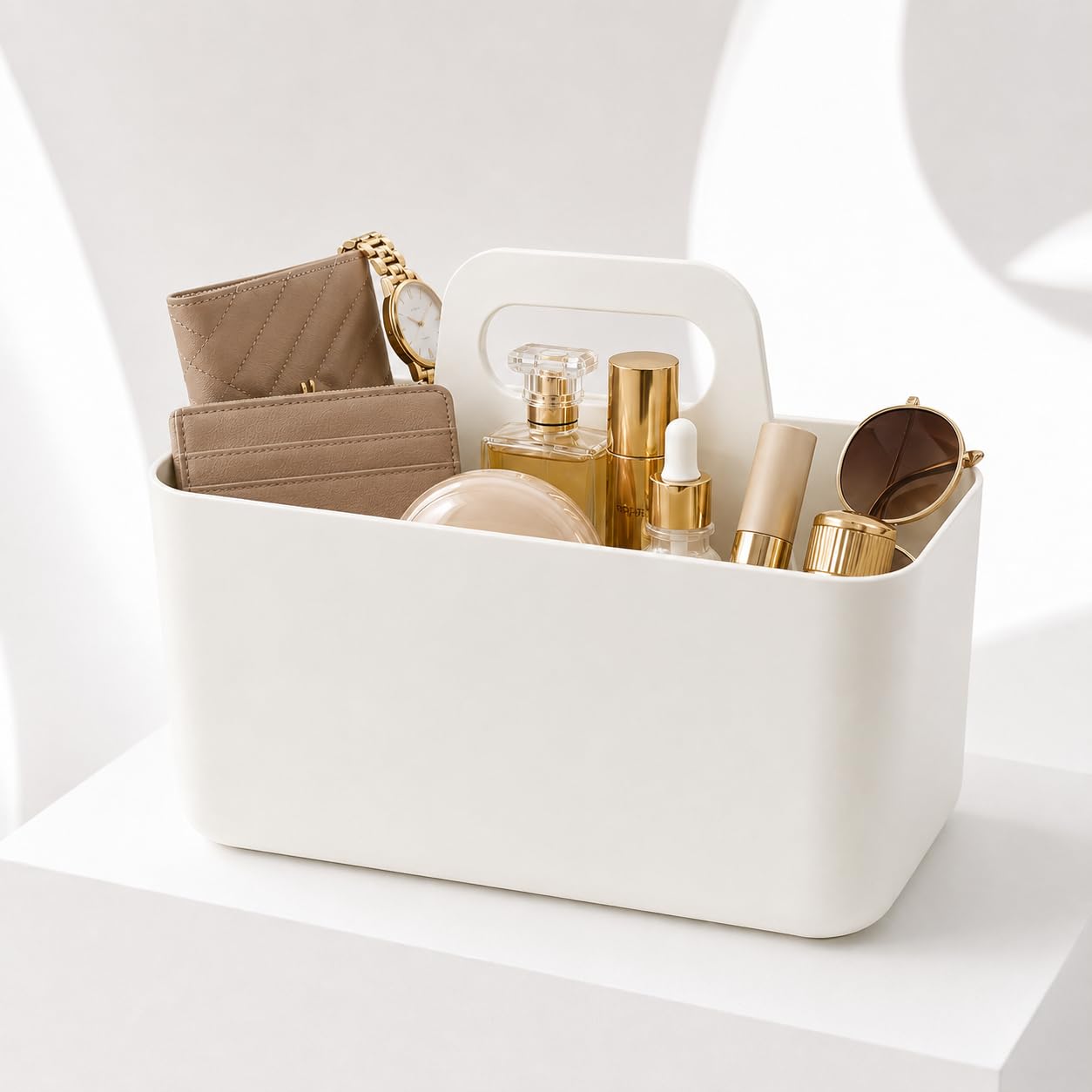 Toyana Plastic Caddy Organiser with Handle - Multipurpose Storage Basket Tote for Tidy Desk, School Supplies, Cleaning, Crafts & Vanity Countertop Organisation
