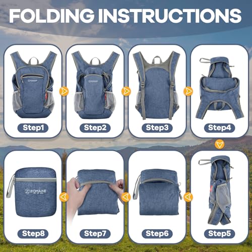 Morrales ZOMAKE liviano 10L plegable azul miniatura 6