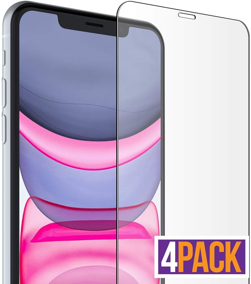 KOFOHO iPhone XR Screen Protector (4-Pack) - Anti-Fingerprint Tempered Glass for iPhone XR, 3D Touch Support, 9H Hardness, 6X Stronger, Bubble Free