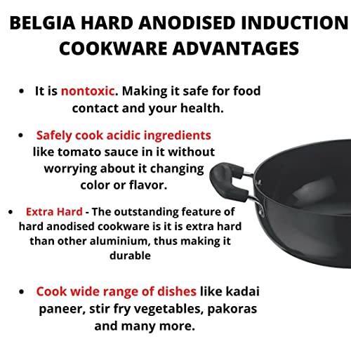 Image of India Gold Hard Anodized Aluminium Kadhai Induction and Gas Stove Friendly, 2 Litre, 20cm