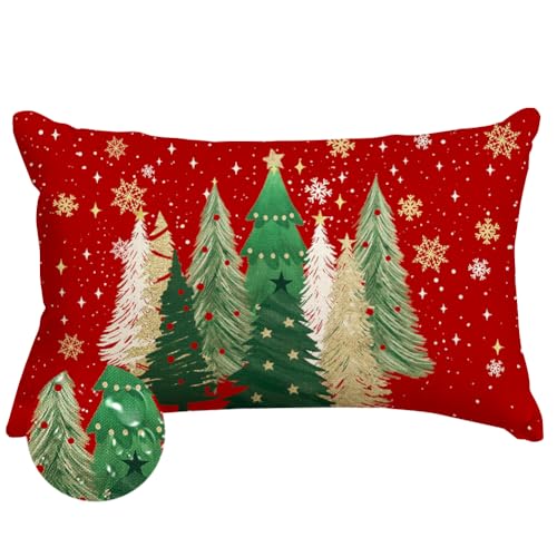 RABUSOFA Rot Kissenbezug 30x50 Outdoor Kissen Weihnachten Wasserfest...