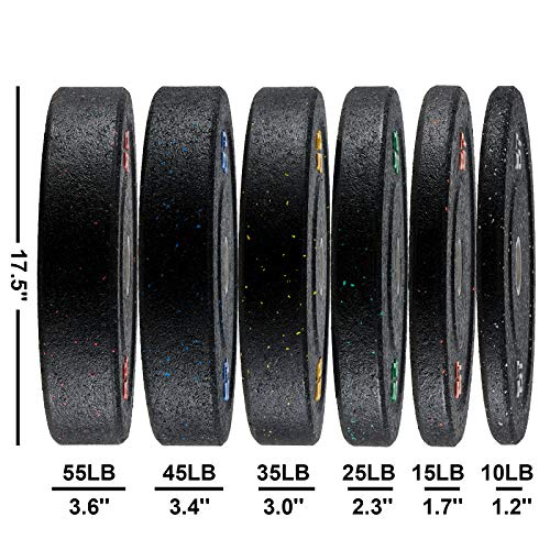 Papababe Bumper Plates, High-Bounce Olympic Weight Plates With Colored Fleck-Rubber Weights Plates For Weight Lifting And Strength Training (10 Lb, Pair) #TOP3