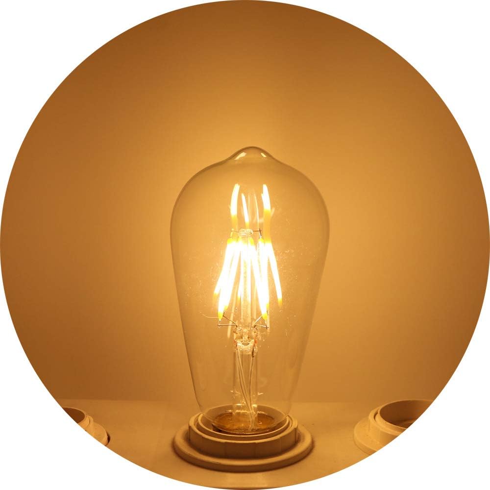 LED Filament Edison Light Bulb 4W 2700K Warm White Vintage Style Bulbs, ST64, Edison Antique Light Bulbs, Retro Bulbs LED, Daylight,No Dimmable,Decorative Clear Glass for Home,Reading Room,360LM