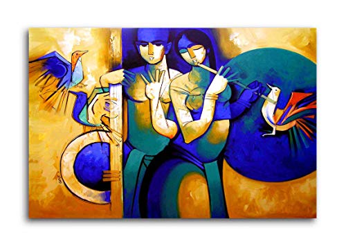 Image of Tamatina Religious Art Canvas Painting | Krishna | God Unframed painting for Home decor|size - 24X16 Inches.b191