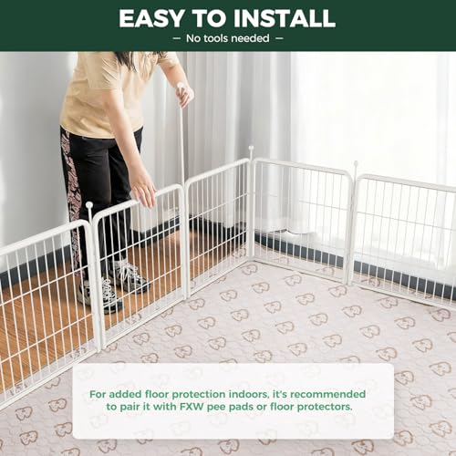 Image of FXW Rollick Unleashed Dog Playpen for Indoor, Yard, RV Camping, 24 inch 24 Panels for Small and Puppy Dogs, White│Patented