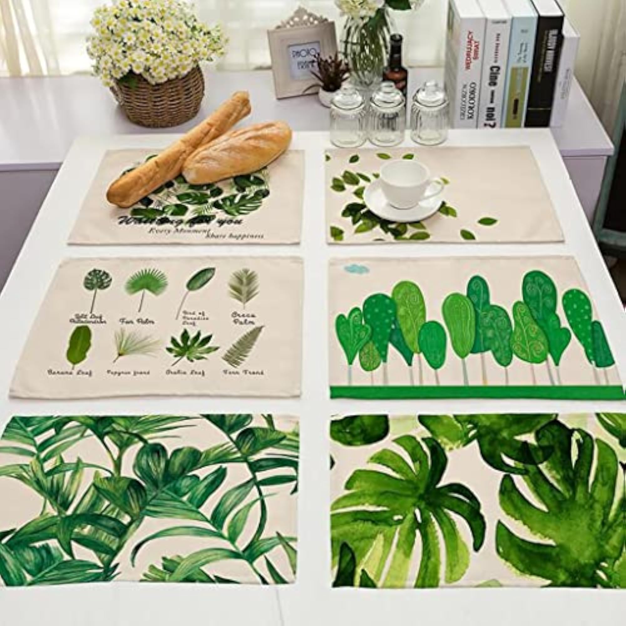 Green Leaves Design Insulation Bowl Placemat, Dining Pad