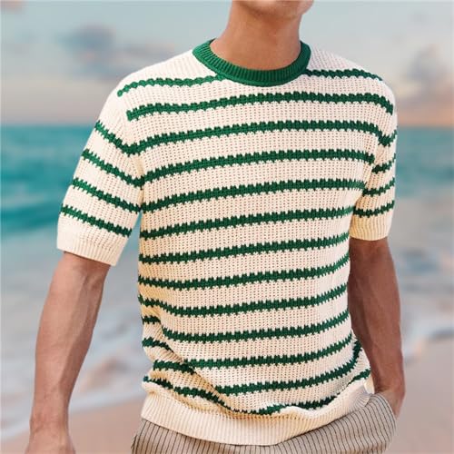 Mens Short Sleeve Sweaters Summer Knit Tops Crewneck Casual Business Dressy Blouses Spring Summer Outfit for Men3