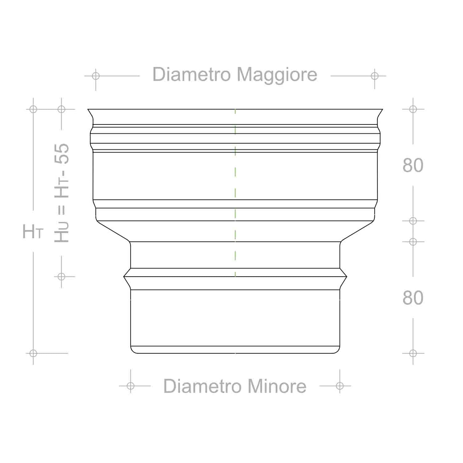 Aumento Acciaio INOX AISI 304 6Dc Riduzione Canna Fumaria Per Camino o Stufa Raccordo Stufa a Legna o Pellet TUTTE LE MISURE (150M-180F)