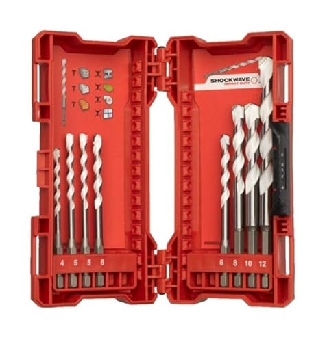 Milwaukee 4932471112 Shockwave Multi-Material Drill Bit 1/4 Inch Hex Cassette 8-Piece