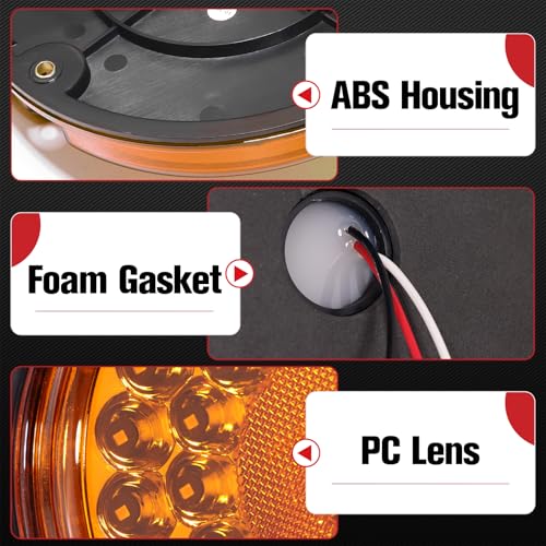 Image of 2PCS 7 inch 36 LED Round Trailer Tail Lights (Amber)