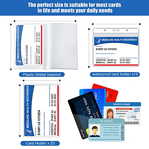 4 Pieces Plastic Wallet Insert Card Holders with 10 Page 20 Slots 20