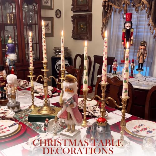 Image of Threlaco 6 Pcs Christmas Taper Candles Set, 9.8 Inch Gingerbread Nutracker