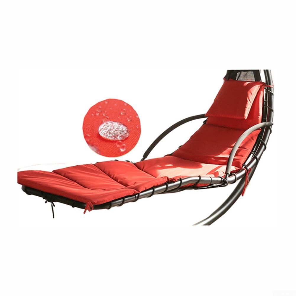 Ensemble de coussin de chaise longue suspendue, housse de rechange pour lit de jour d'extérieur avec tissu de parapluie, tapis imperméable pour balancelle flottante incurvée, siège beige et