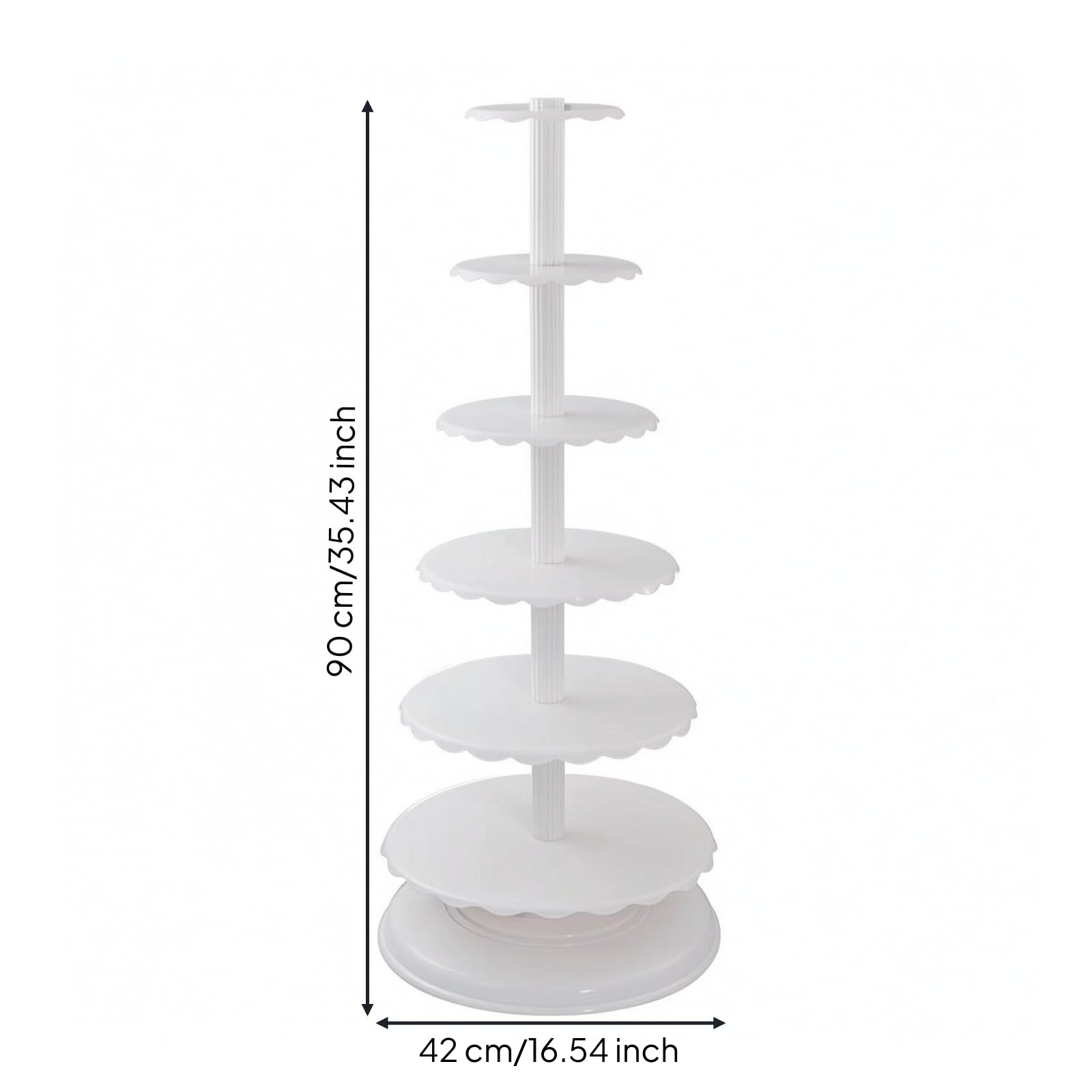 MagiDeal Support à Gâteaux à Six Niveaux avec Plaques Graduées en Plastique Blanc Robuste pour Présenter sserts et Pâtisseries Lors Mariages et Réceptions