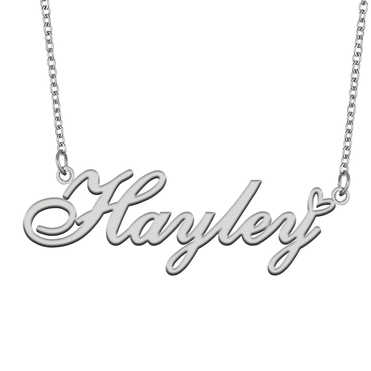 Aoloshow 18k Gold Plated Stainless Steel Name Necklace Custom Heart Jewelry Womens Gifts