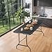 ZenStyle Indoor Outdoor Heavy Duty Plastic Folding Table Portable Picnic Table Fold-in-Half Utility Table w/Handle and Steel Legs for Camping, Dining, Party (Black, 6ft)