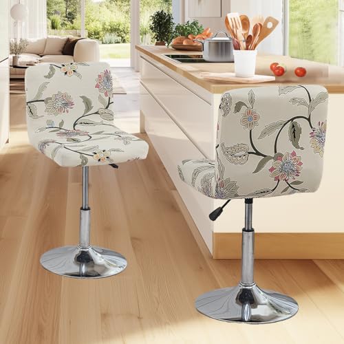 Image of FUANGUI Bar Stool Covers with Backs, 4 Pack Stretch Bar Stool Chair Covers, Knitted Jacquard Bar Stool Covers,Washable Bar Chair Covers Swivel Barstool Slipcovers,12