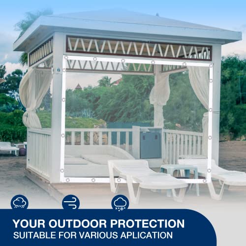 Ezcasch Clear Tarp 8\' x 12\', 15OZ Clear Vinyl PVC Tarp Waterproof Tarpaulin 100% Transparent PVC Tarps Small Cover Plastic Sheeting Window Sheets Drop Cloth for Garden Patio Curtains - Thumbnail 7
