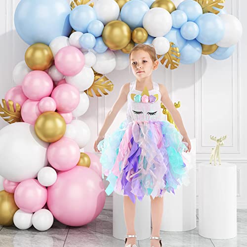 Netbros 3-4Y Rainbow Unicorn Costume For Girls With Double Layer Organza Willows Unicorn Halloween Costume For Easter, Birthday, Dance Party Dresses #TOP5