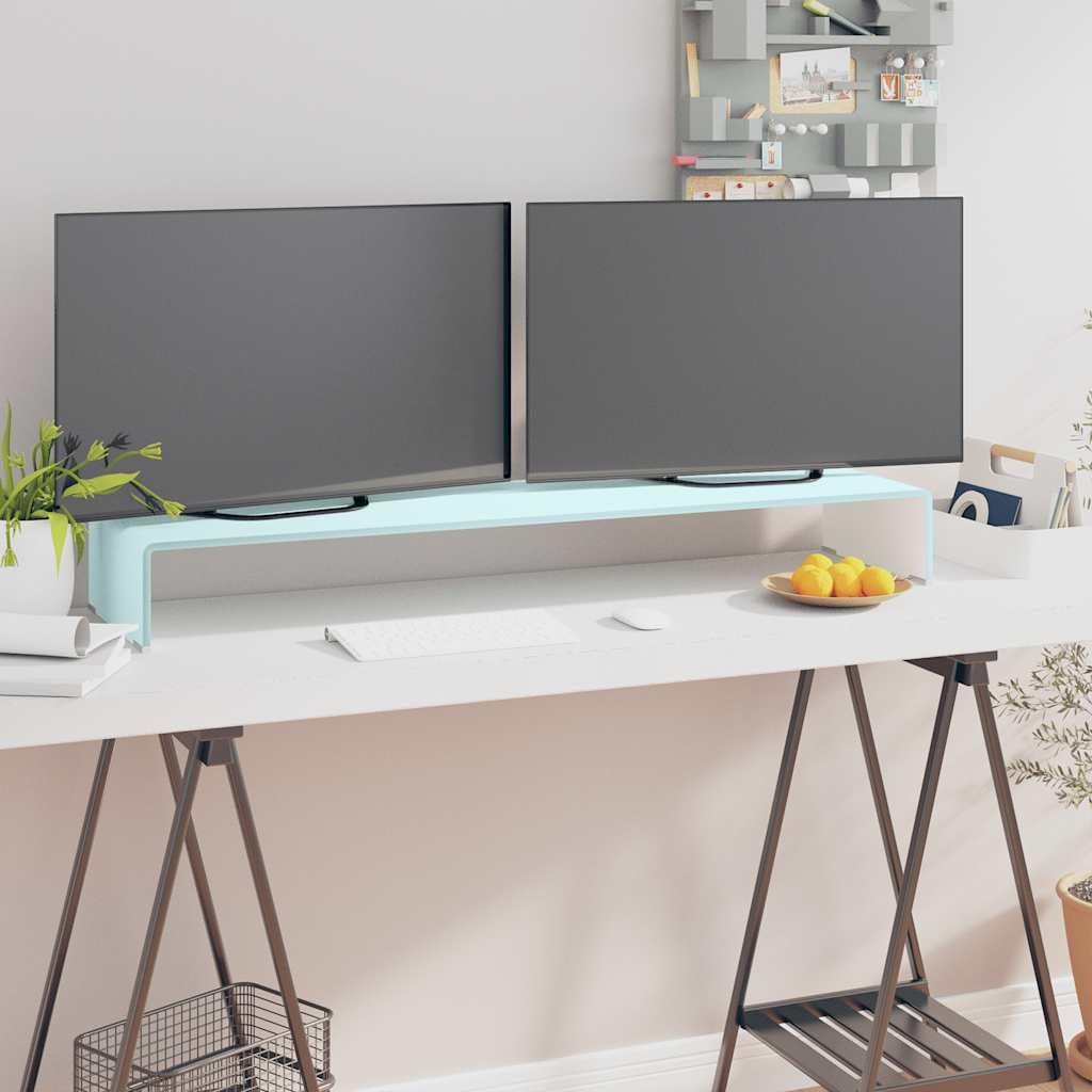 Leasha Rehausseur Écran PC Bureau, Réhausseur d'Écran Support de Moniteur 110x30x13 cm verre vert