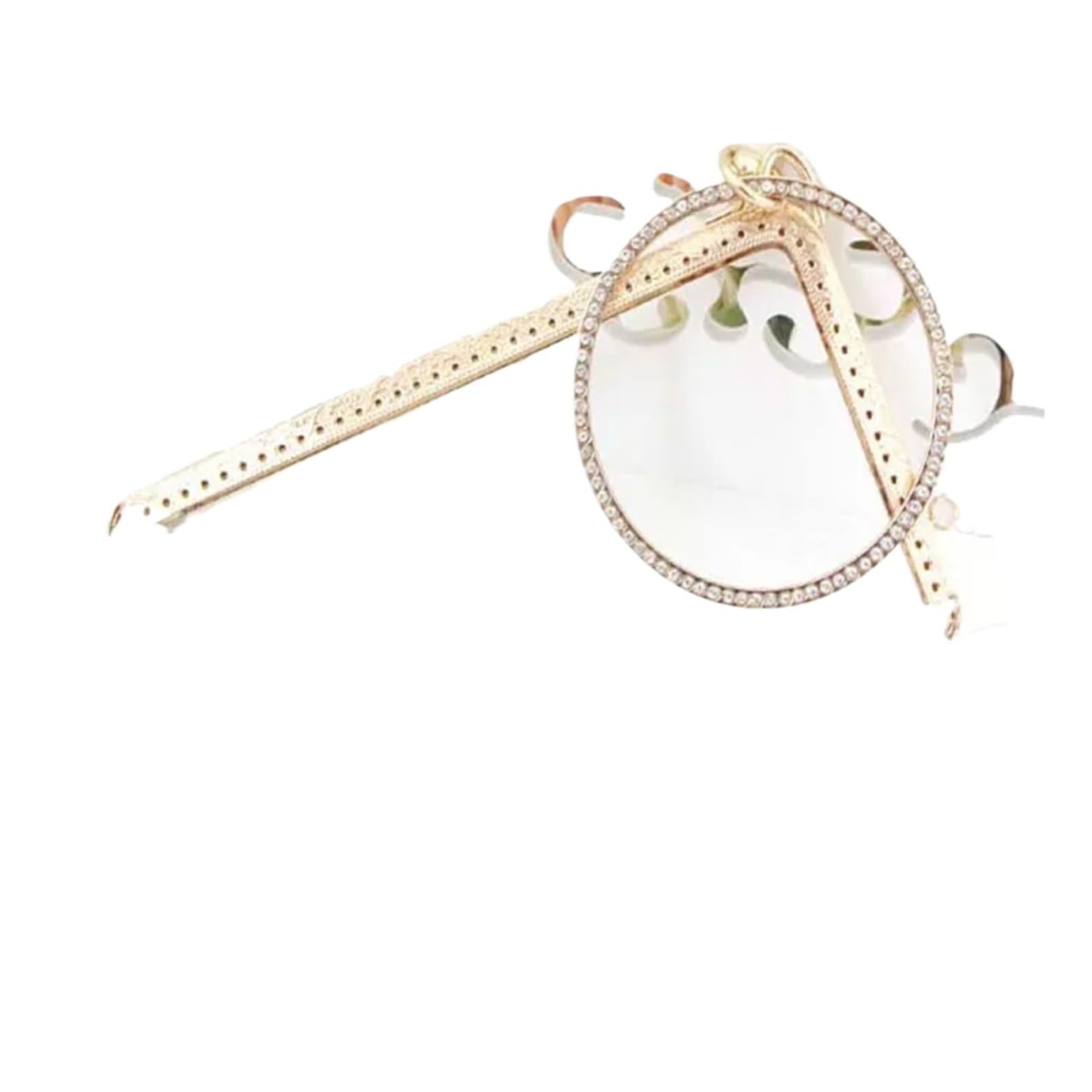 PVUVTNAHW 2pcs 18.5cm Right Angle L Shape Bracelet Imitation Diamond Studded Metal Purse Frame DIY Coin Handbag(Gold)