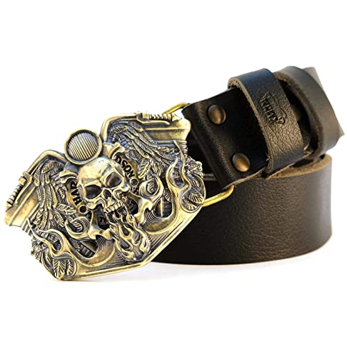 Belt Buckle Route 66, Handmade Biker Solid Brass Belt Buckle With Motorcycle And Skull #TOP5