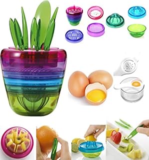 10 in 1 Fruit SLICER With Egg YOLK Separator & FRUIT Forks, Citrus PEELER, Apple CUTTER, Lemon JUICER, MASHER & GRATER