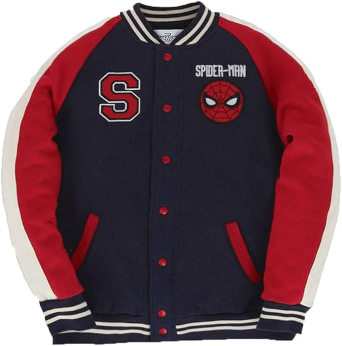 Chamarra Hombre Máscara De Látex Marvel SpiderMan Varsity Jacket Talla