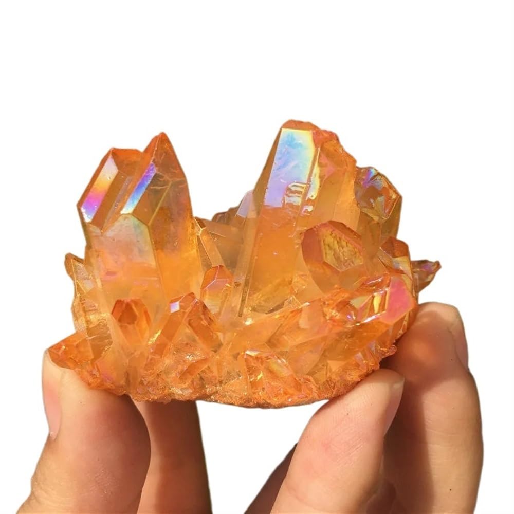 Cristal de cuarzo naranja galvanizado de alta calidad con puntas naturales