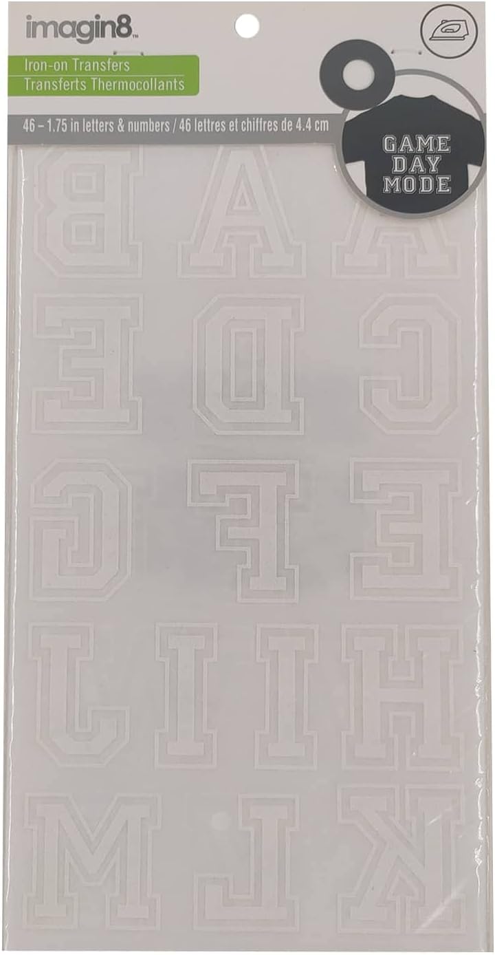 12 Packs: 46 ct. (552 Total) 1.75”; Iron-On White Flocked Collegiate Letters by Imagin8™