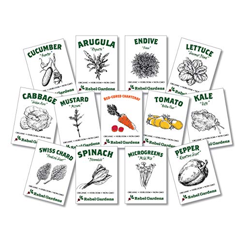 Organic Salad Garden - Heirloom Non-GMO Vegetable Seeds - 13 Varieties for Kitchen Gardening - Lettuce Kale Carrots Tomato Cucumber and More Organic Salad Garden - Heirloom Non-GMO Vegetable Seeds - 13 Varieties for Kitchen Gardening - Lettuce Kale Carrots Tomato Cucumber and More