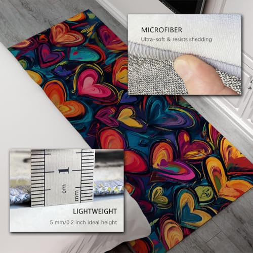 Tapis de salon antidérapant et lavable graffiti cœur 160x230 cm