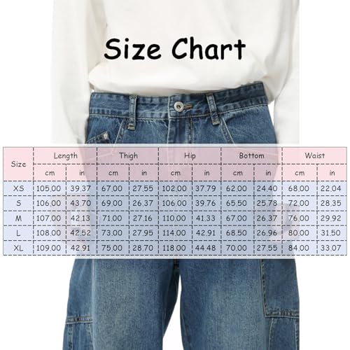 Men's Baggy Jeans Hip Hop Casual Wide Leg Y2k Skateboard Vintage Loose Denim Pants with Pockets Streetwear4