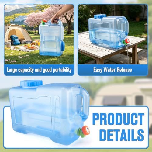 Ropoy Contenedor de Agua Portátil 15L 3.3 Galones con Grifo, Tanque de Almacenamiento de Agua Grado Alimenticio Libre de BPA, Jarra a Prueba de Fugas para Camping, Senderismo, Picnic, Viajes en Auto, Emergencias miniatura 6