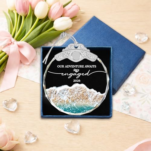 GIFTELIX Engagement Ornament - Our Adventure Awaits Engaged 2026 - Valentine Gifts for Women - Engaged Gifts for Couples, Romantic Keepsake for Fiancé - Love Commitment Gift - Meaningful Relationship