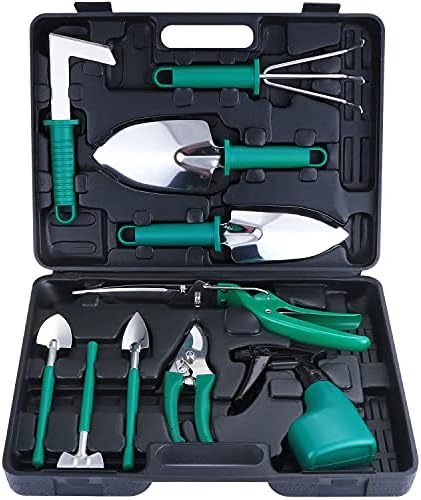 Ensemble d'outils de Jardin, D'outils de Jardinage Outils de Jardinage avec étui de Transport, Cadeaux pour Les Amateurs de Jardinage (Vert)