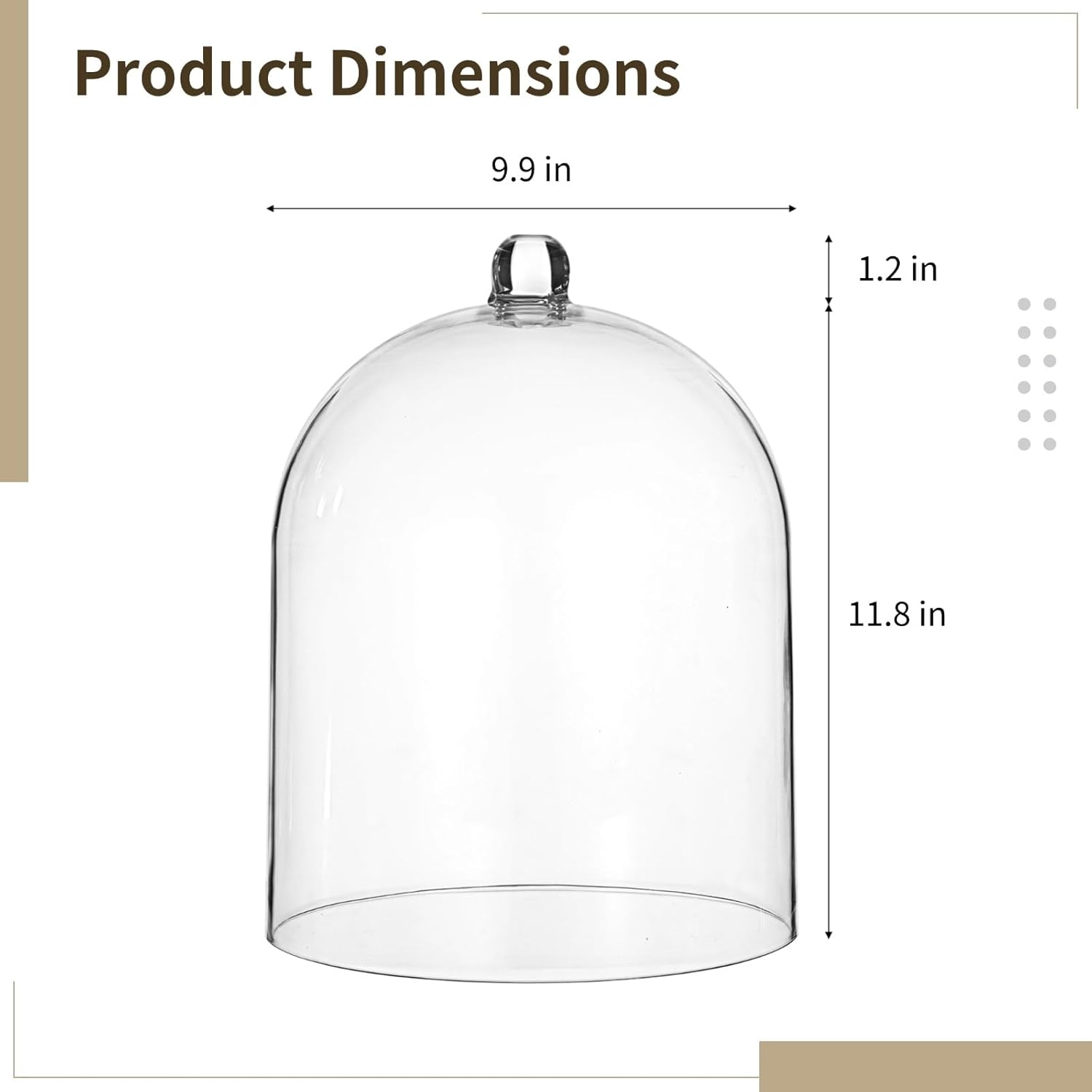 Transparent Acrylic Cloche, 10×13" Thick Acrylic Dome, Large Display Cover, Dust-Proof Centerpiece Display Dome, Decorative Showcase Cover for Plants, Candles, Cakes