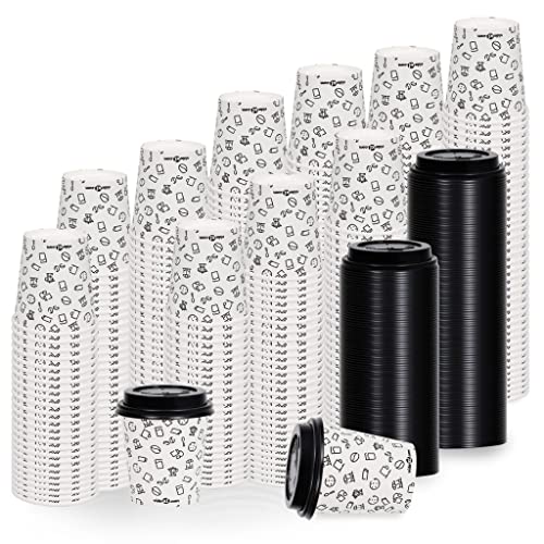 vidaXL 1000x Vasos de Papel Café con Tapas Taza Desechable Bebidas Té Chocolate Leche Recipiente Tiendas de Comida para… - Imagen 3
