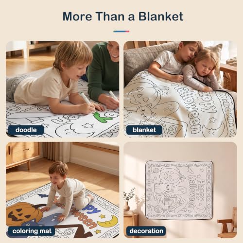 Qoulurd Halloween Coloring Blanket Kit for Ages 5+, 50 x 55 Inch - image 6