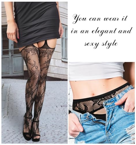 Image of Chalier Fishnet Stockings Lace Tights Thigh High Stockings for Women