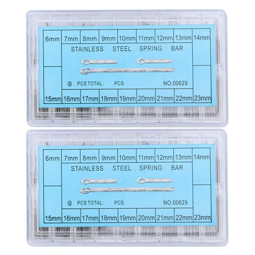 TOYANDONA Kit de Reparación de Pasadores de Reloj de Acero Inoxidable 720 Piezas Surtido 6 MM a 23 MM Barras de Presión y Pasadores de Fricción para Reparación de Correas y Cierres de Reloj