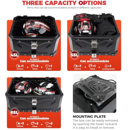 Queue supérieure en alum 36L avec coffret pour casque de moto
