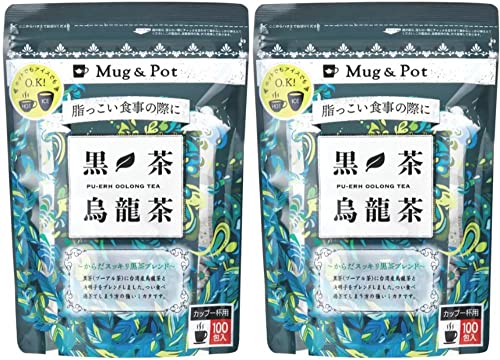 Mug & Pot 黒茶烏龍茶 1.5g X 100包 ウーロン茶×2袋セット + lolloマイクロファイバークロス(商標登録済)